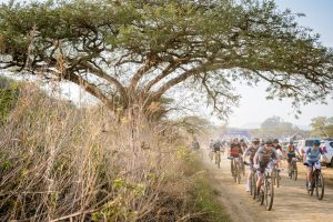 Mountain bikers tackling the course at the 2026 Standard Bank Berg and Bush 2-Day, Day 1, in the KwaZulu-Natal Drakensberg