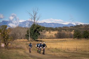 Mountain bikers in action at the 2026 Standard Bank Berg and Bush Descent, Day 1, in the KwaZulu-Natal Drakensberg